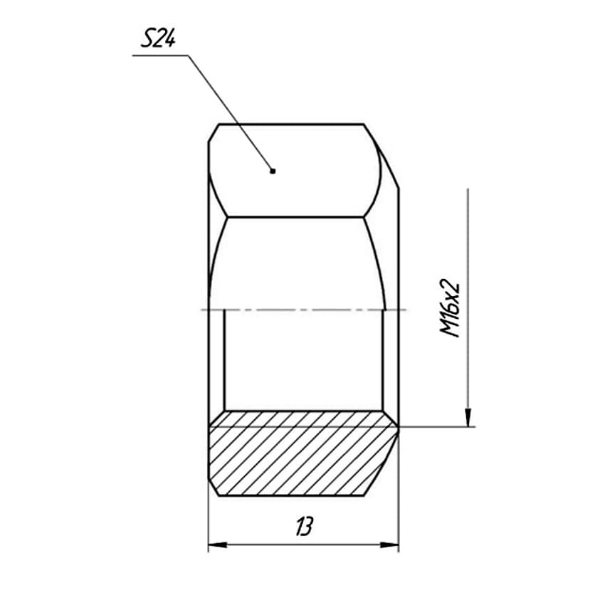 Чертеж гайки м16