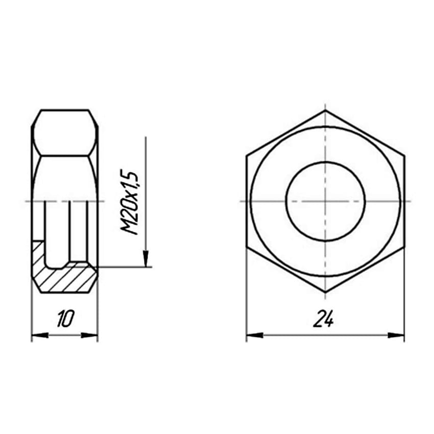Размеры гайки м24 чертеж размеры